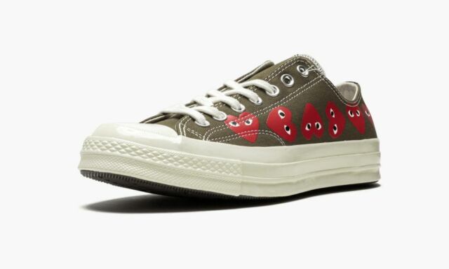 NEW CDG CONVERSE X COMME DES GARCONS PLAY Multi Hearts 162976C Fir Green