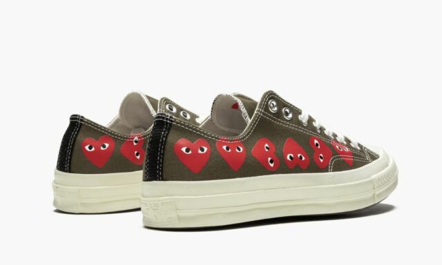 NEW CDG CONVERSE X COMME DES GARCONS PLAY Multi Hearts 162976C Fir Green
