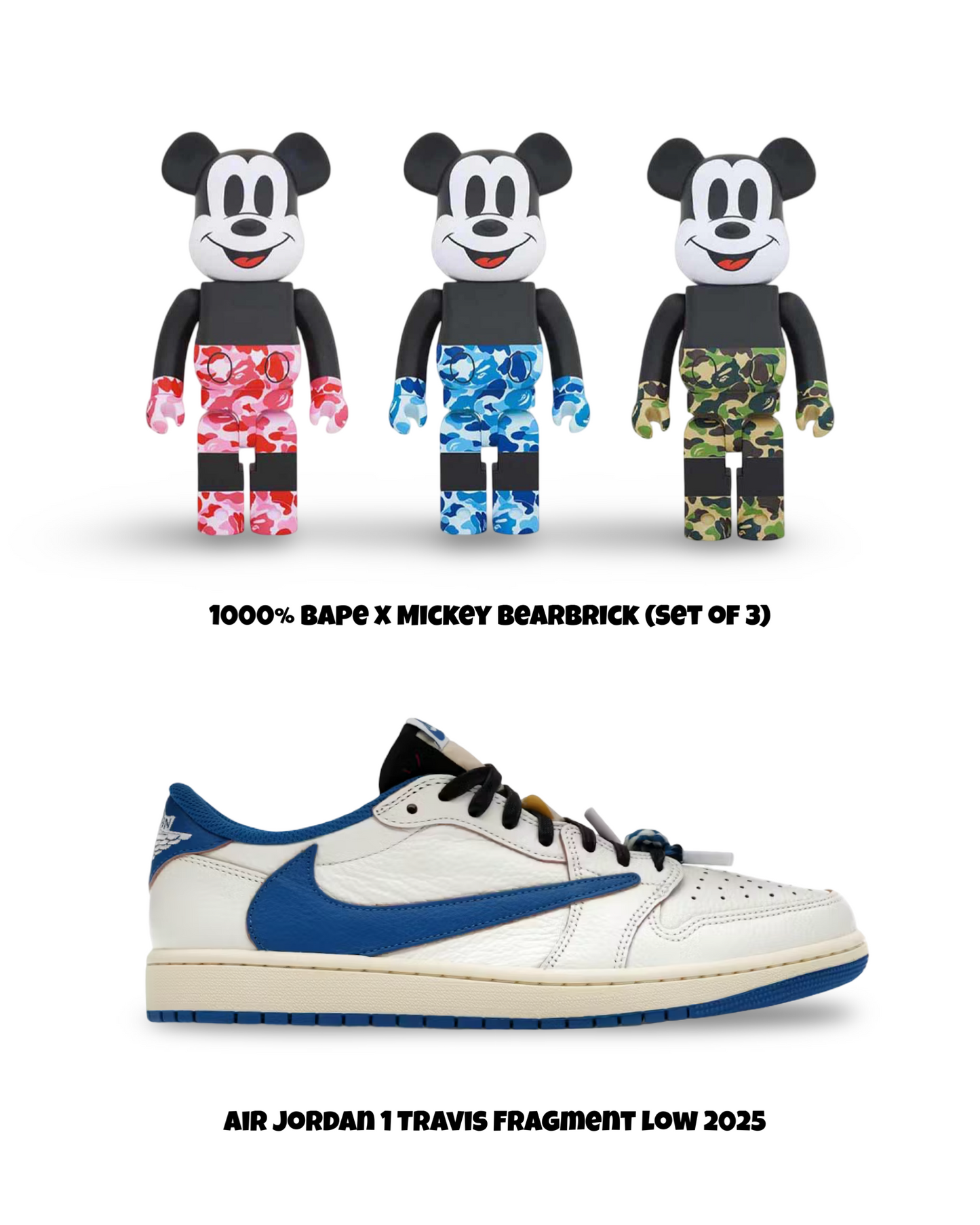 $11 Subscription - Travis x Fragment Air Jordan 1 + 1000% Bape Mickey Set