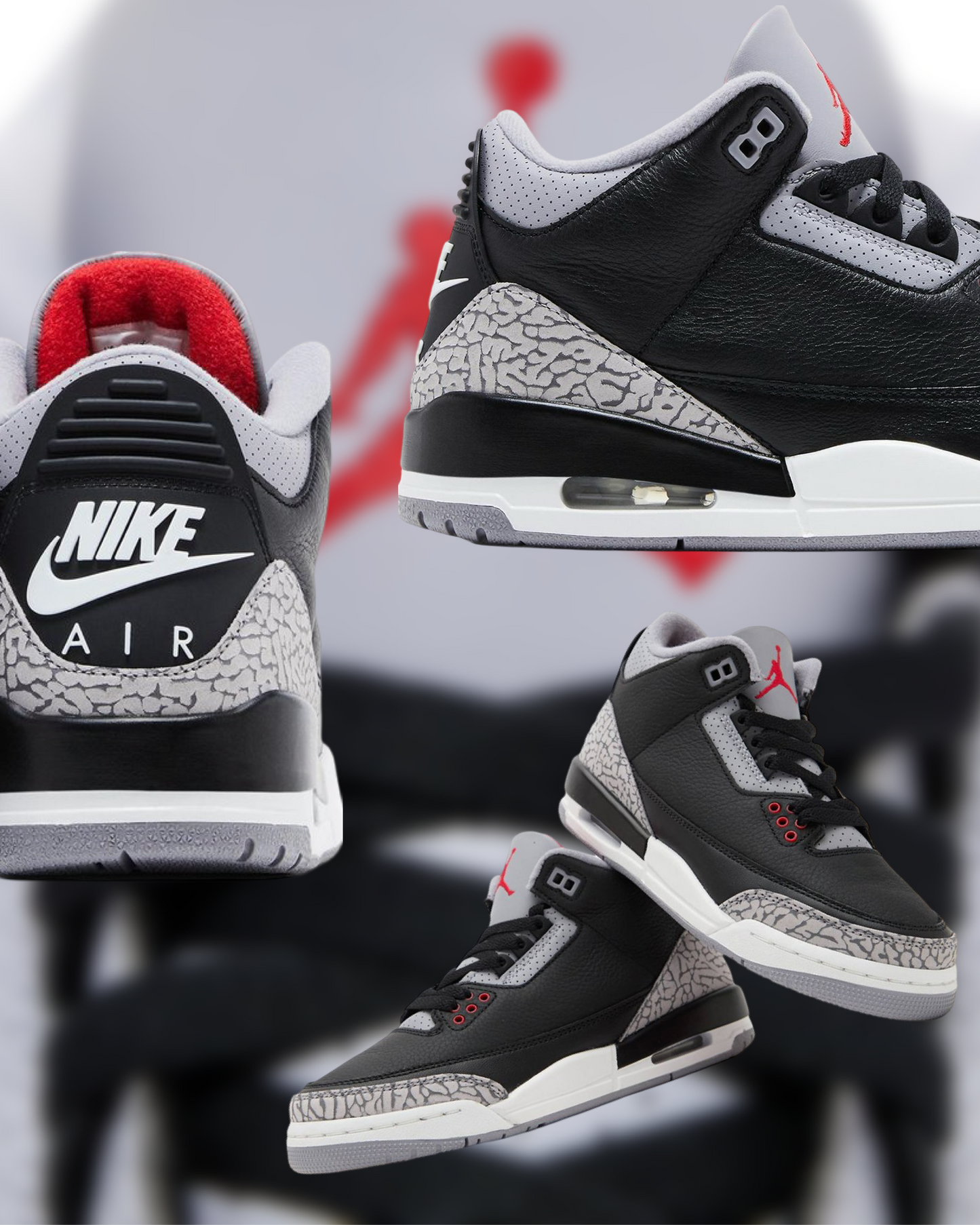 $11 Subscription - 3 PAIRS Air Jordan 3 Black Cement 2024 - 1 HOUR