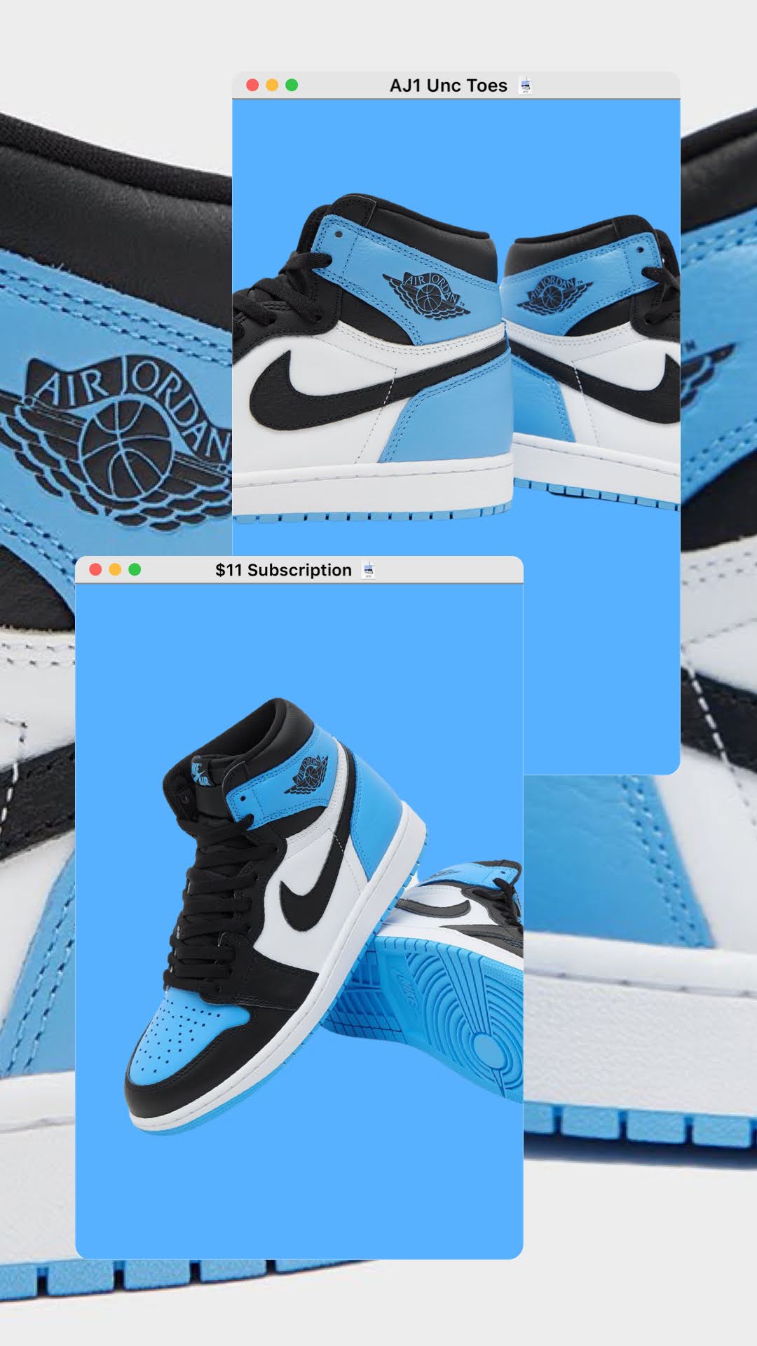 $11 Subscription - Unreleased Air Jordan 1 UNC toes - 4 HOURS ONLY